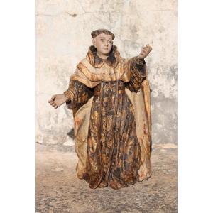 Saint Dominic Of Guzmán Kneeling, With Glass Eyes And The Carmelite Shield, 18th Century