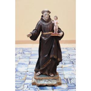 Saint Anthony Of Padua With Glass Eyes And The Child Jesus, 18th Century
