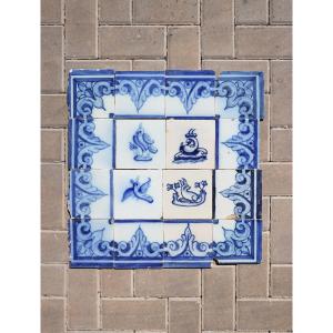 19th Century Animals Tile Mural Panel, Portuguese