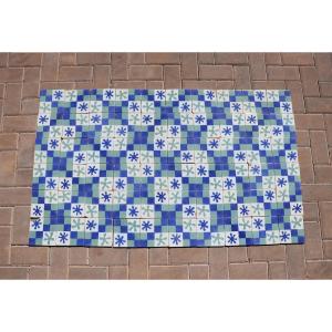 1900s Set Of Sixty Antique Tiles, Green, Dark Blue And White, Portuguese