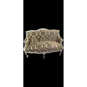 Small Sofa Louis XV Period In Beech Rechampi