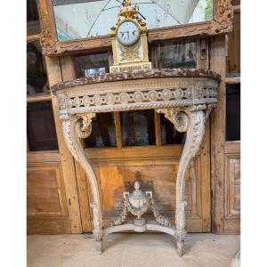 Half-moon Console In Lacquered Wood, Louis XVI Period