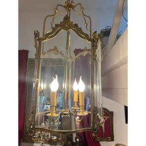 Large Louis XV Style Chiseled And Gilded Bronze Lantern From The 19th Century
