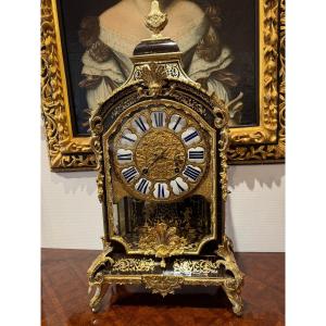 Louis XIV Period Brown Tortoiseshell And Brass Wall Clock 