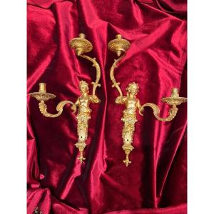 Pair Of Two-branched Arms Attributed To André Charles Boulle 1 Quarter 18th Century