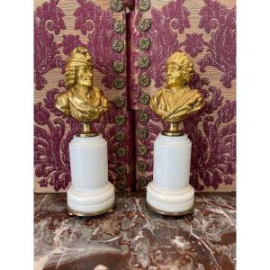Busts Voltaire And Rousseau Gilt Bronze Ep Louis XVI
