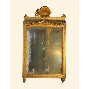 Large Carved And Gilded Wooden Mirror – 18th Century