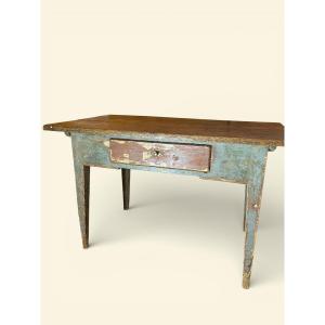 Swedish Polychrome Oak Kitchen Table – 18th Century