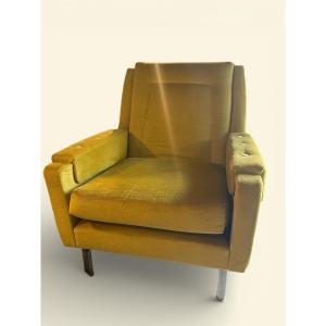 Yellow Velvet Armchair – 1970s