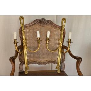 Pair Of Louis XVI Style Gilt Bronze Wall Sconces - Directoire