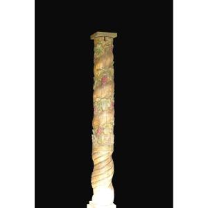 Polychrome Vine Column - Burgundy, 16th Century