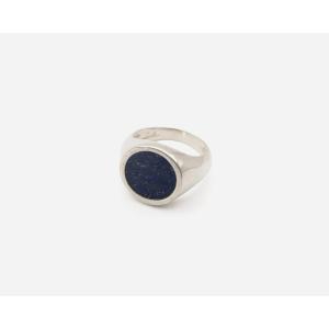 Modern Chevalière In Solid Silver And Lapis-lazuli