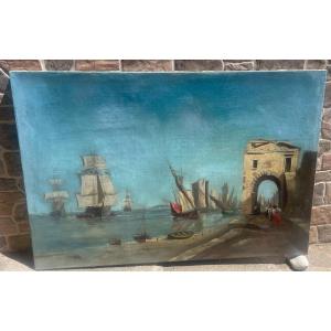 Oil On Canvas Of Marie-eduard Adam