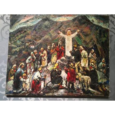 Oil On Canvas  By Maurice Vagh Weinmann "le Golgotha"
