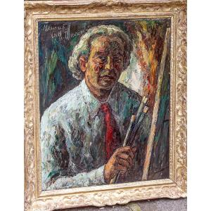 Oil On Canvas De Maurice Vagh Weinmann "self-portrait"
