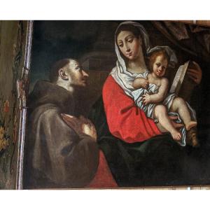 Oil On Canvas "adoration Of The Holy Family", Early 17th Century