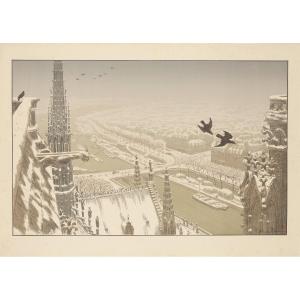Chromolithograph "from The Top Of The Towers Of Notre-dame" - Henri Rivière (1864–1951)