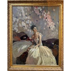 Jean-gabriel Domergue / Elegant Woman With A Fan, 1920