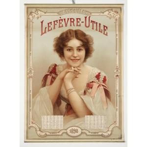 The Woman With Pink Bows - Chromolithograph - Lu/lefèvre-utile Calendar