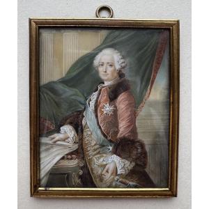 Miniature Portrait Of The Marquis De Marigny / Late 18th – Early 19th Century