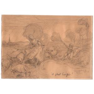 Lucien Hector Monod ( 1867 - 1957 ) - Il Pleut Bergère