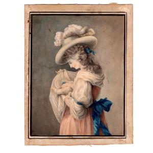 18th-century Watercolor, He Sleeps - Peltro William Tomkins (1760-1840)