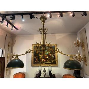 Gilt Bronze Billiard Chandelier - Circa 1920 - 20th Century