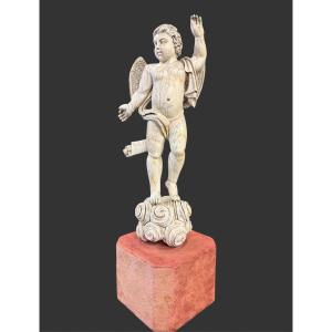 Indo-portuguese Ivory Angel Sculpture, 17th Century - 