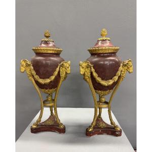 Pair Of Cassolettes Stamped "a. Giroux Paris", 19th Century