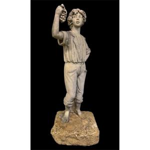 Large White Marble Sculpture Depicting A Young Boy, Early 19th Century