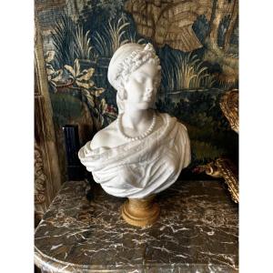 Bust Of A Young Woman In Marble, Late 19th Century