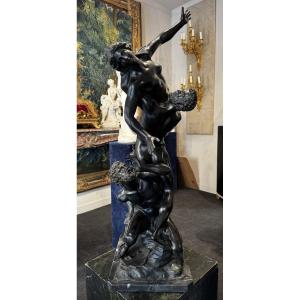 Large Patinated Bronze Sculpture Representing "l "enlèvement Des Sabines", Early 20th Century