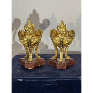 Pair Of Small Gilt Bronze Cassolettes, 18th Century