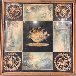 Large Tray In Scagliole Presented As A Coffee Table, XIXth