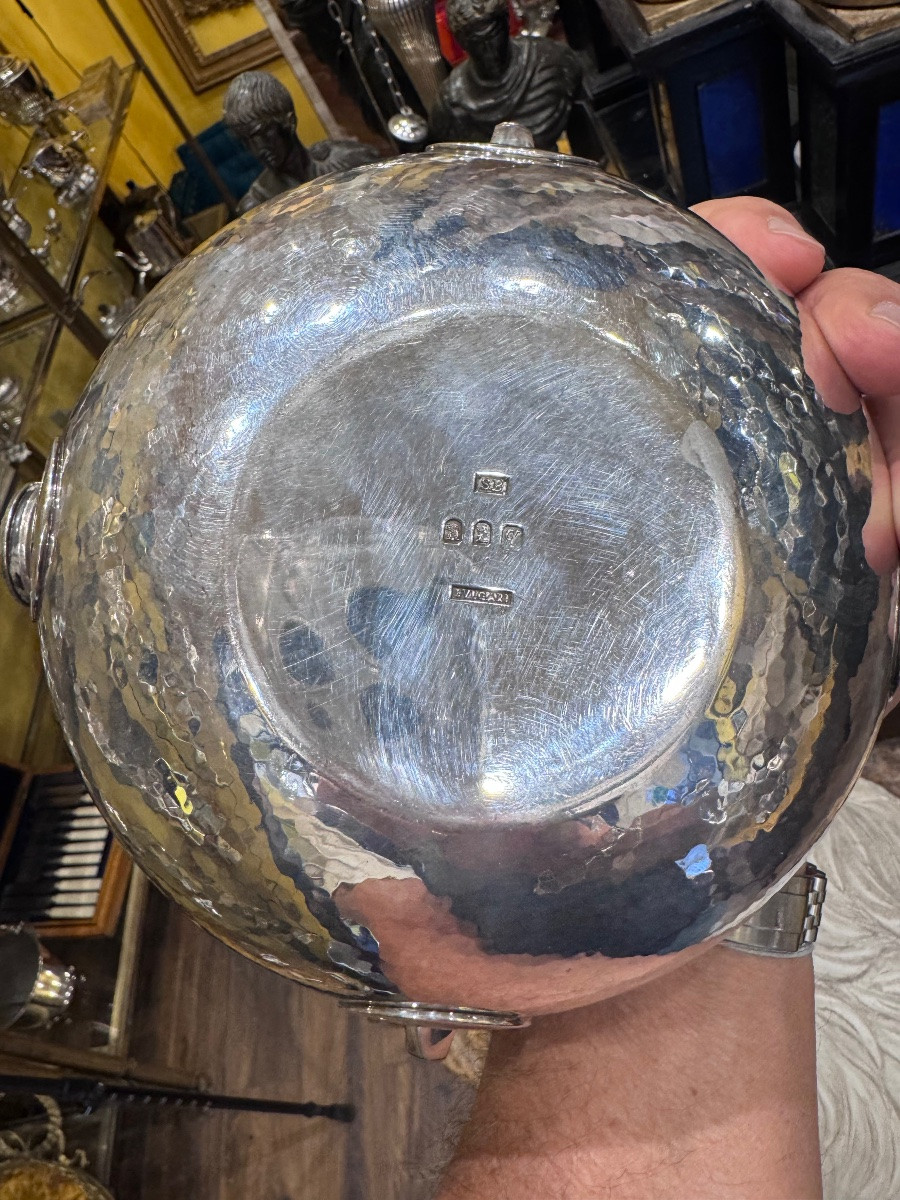 meravigliosa e rara importante ciotola in argento finemente la orata a mano a martello ,  titol-photo-2