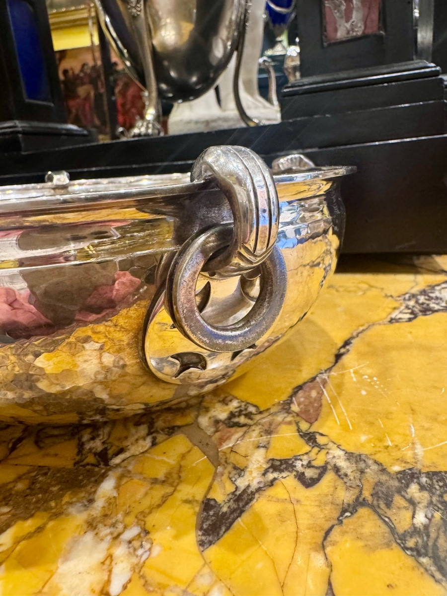 meravigliosa e rara importante ciotola in argento finemente la orata a mano a martello ,  titol-photo-3