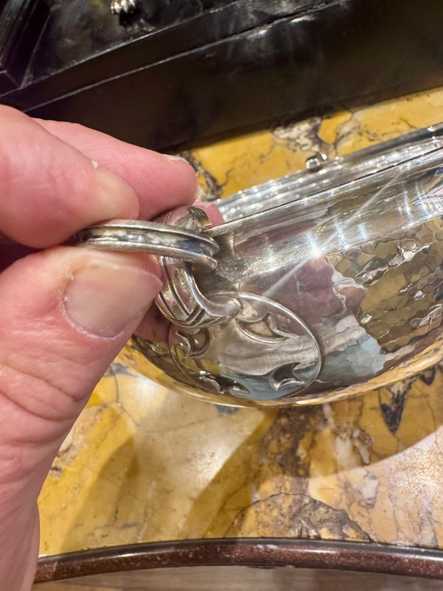 meravigliosa e rara importante ciotola in argento finemente la orata a mano a martello ,  titol-photo-7