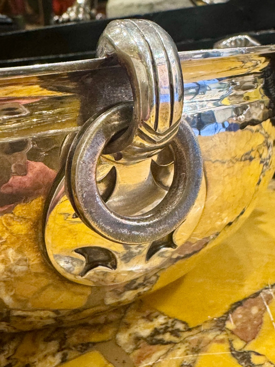 meravigliosa e rara importante ciotola in argento finemente la orata a mano a martello ,  titol-photo-8