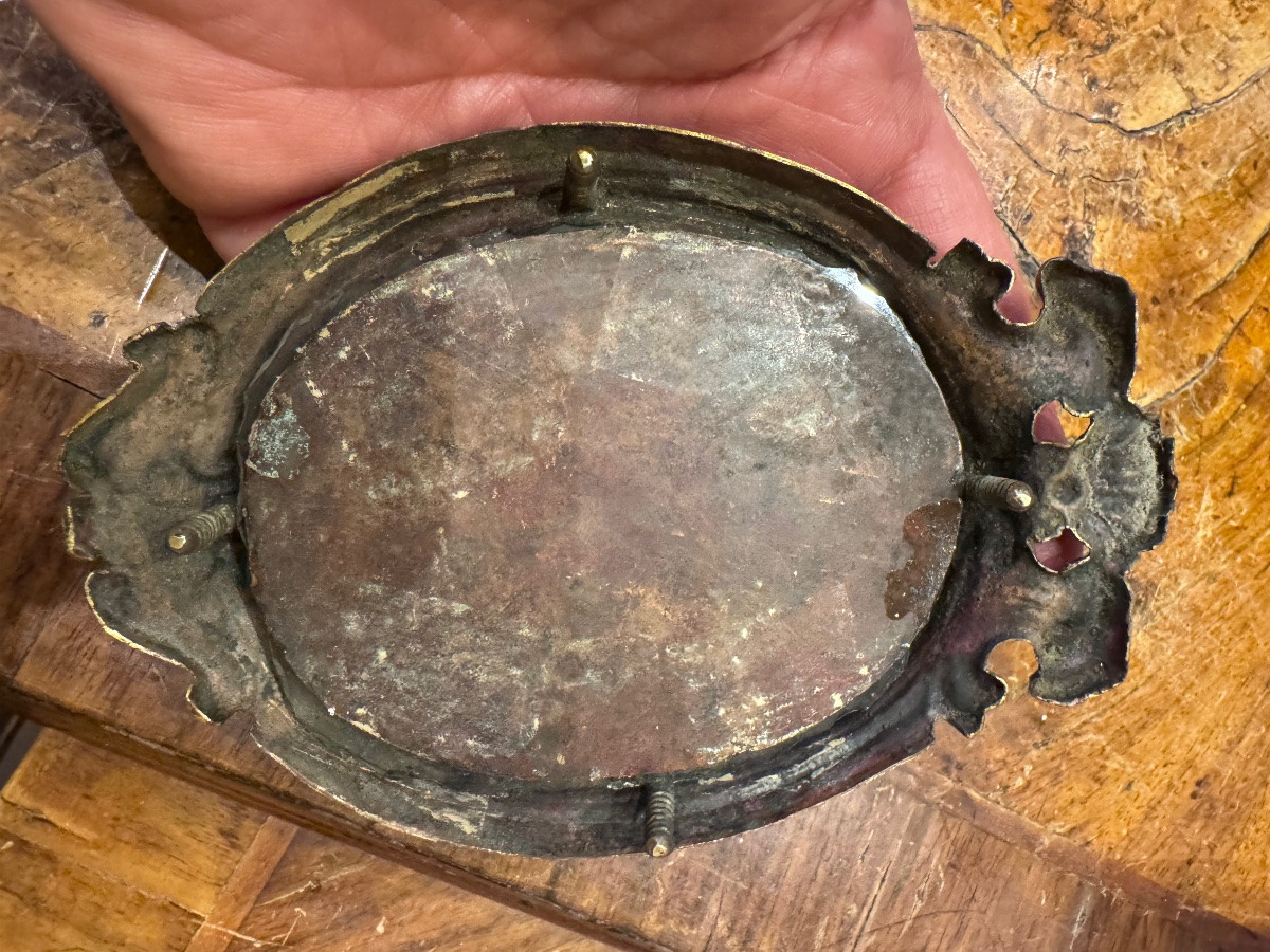 Magnifica miniatura dipinta finemente ad olio su rame , Napoli Luigi XV sec XVIII , con sontuos-photo-7