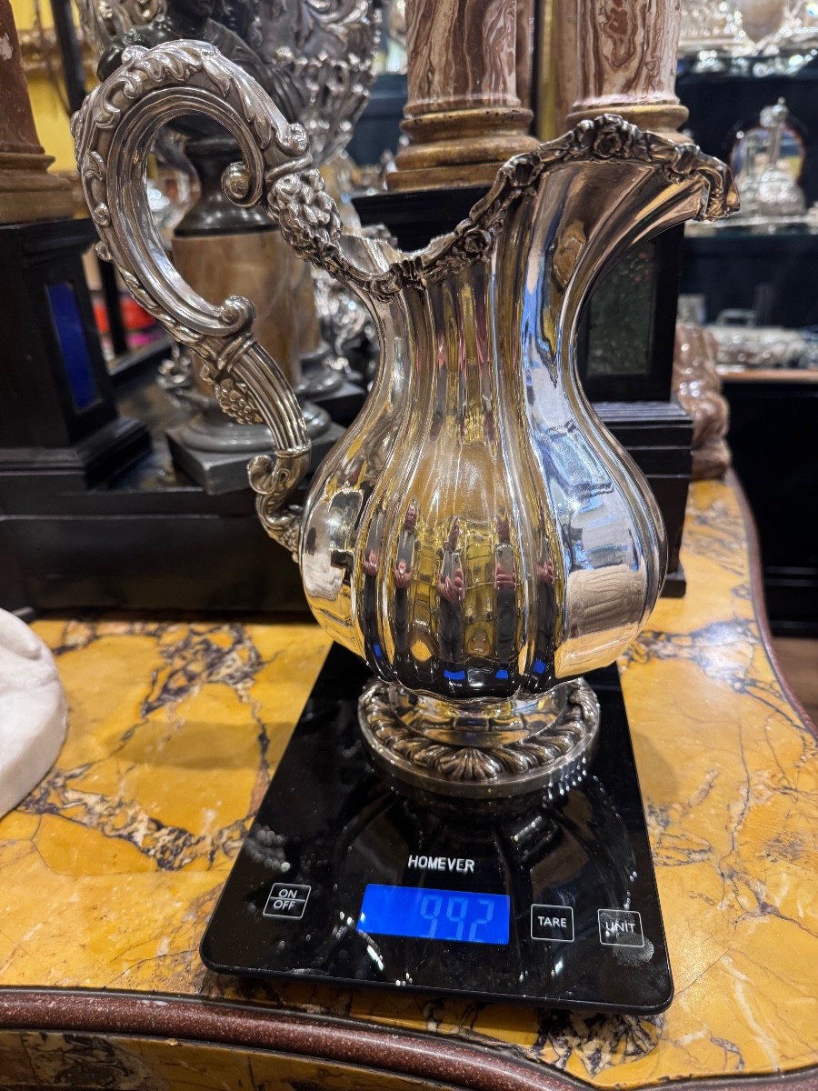 Antica Caraffa in argento massiccio , della Citta di Torino , con punzoni del Toro , Croce Maur-photo-2