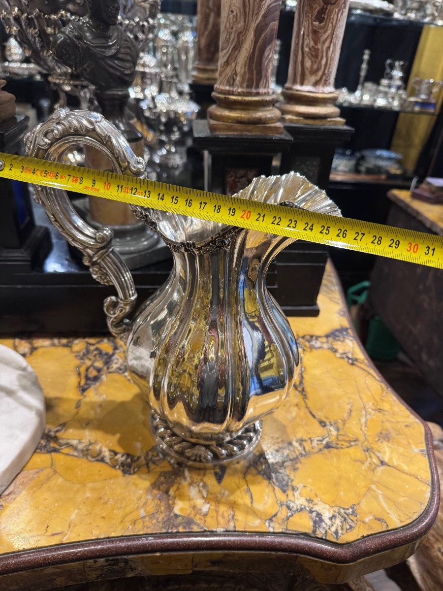 Antica Caraffa in argento massiccio , della Citta di Torino , con punzoni del Toro , Croce Maur-photo-1