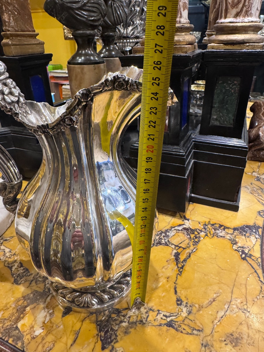 Antica Caraffa in argento massiccio , della Citta di Torino , con punzoni del Toro , Croce Maur-photo-2