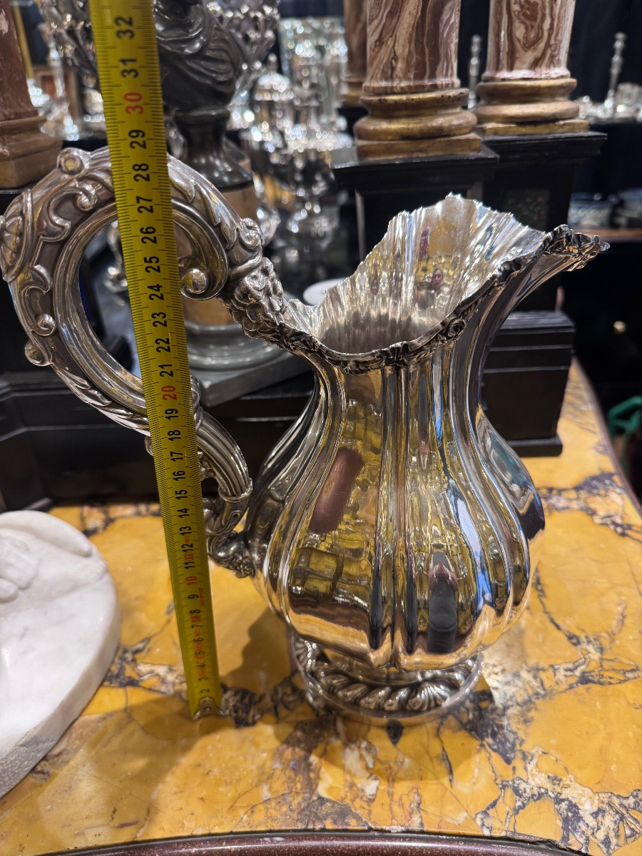 Antica Caraffa in argento massiccio , della Citta di Torino , con punzoni del Toro , Croce Maur-photo-3