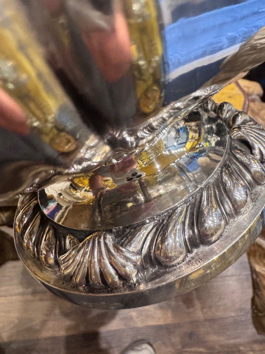 Antica Caraffa in argento massiccio , della Citta di Torino , con punzoni del Toro , Croce Maur-photo-5