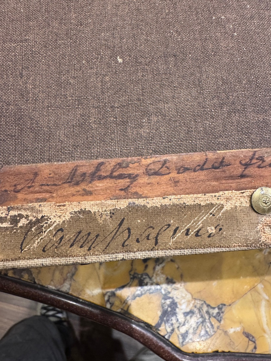 Antico dipinto olio su tela Firmato e datato sul retro con dedica 1871. Raffigurante la campagn-photo-5