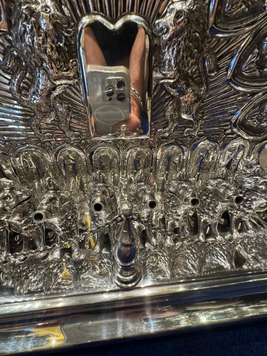Hannukkah Ebraico in argento massiccio ,lavorato finemente a mano , costituito da  Otto portaca-photo-4