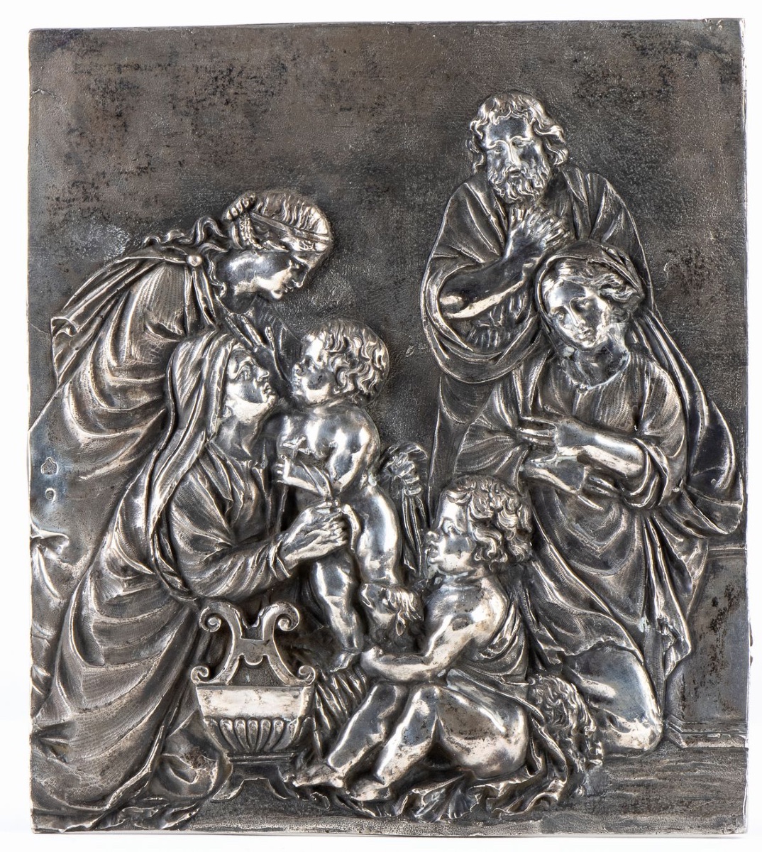 Placca in argento con Sacra Famiglia e Santi, Roma, fine XVIII secolo Altezza x larghezza x lun-photo-2