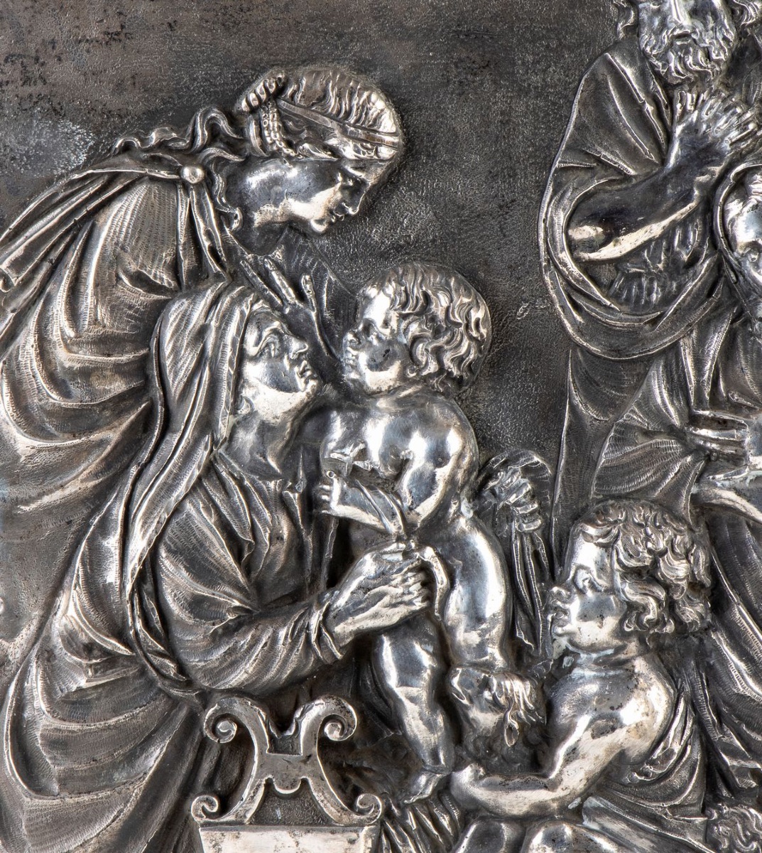 Placca in argento con Sacra Famiglia e Santi, Roma, fine XVIII secolo Altezza x larghezza x lun-photo-3