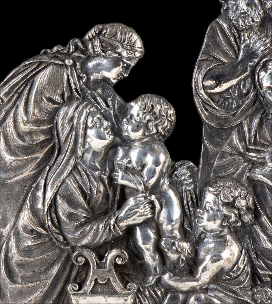 Placca in argento con Sacra Famiglia e Santi, Roma, fine XVIII secolo Altezza x larghezza x lun-photo-3