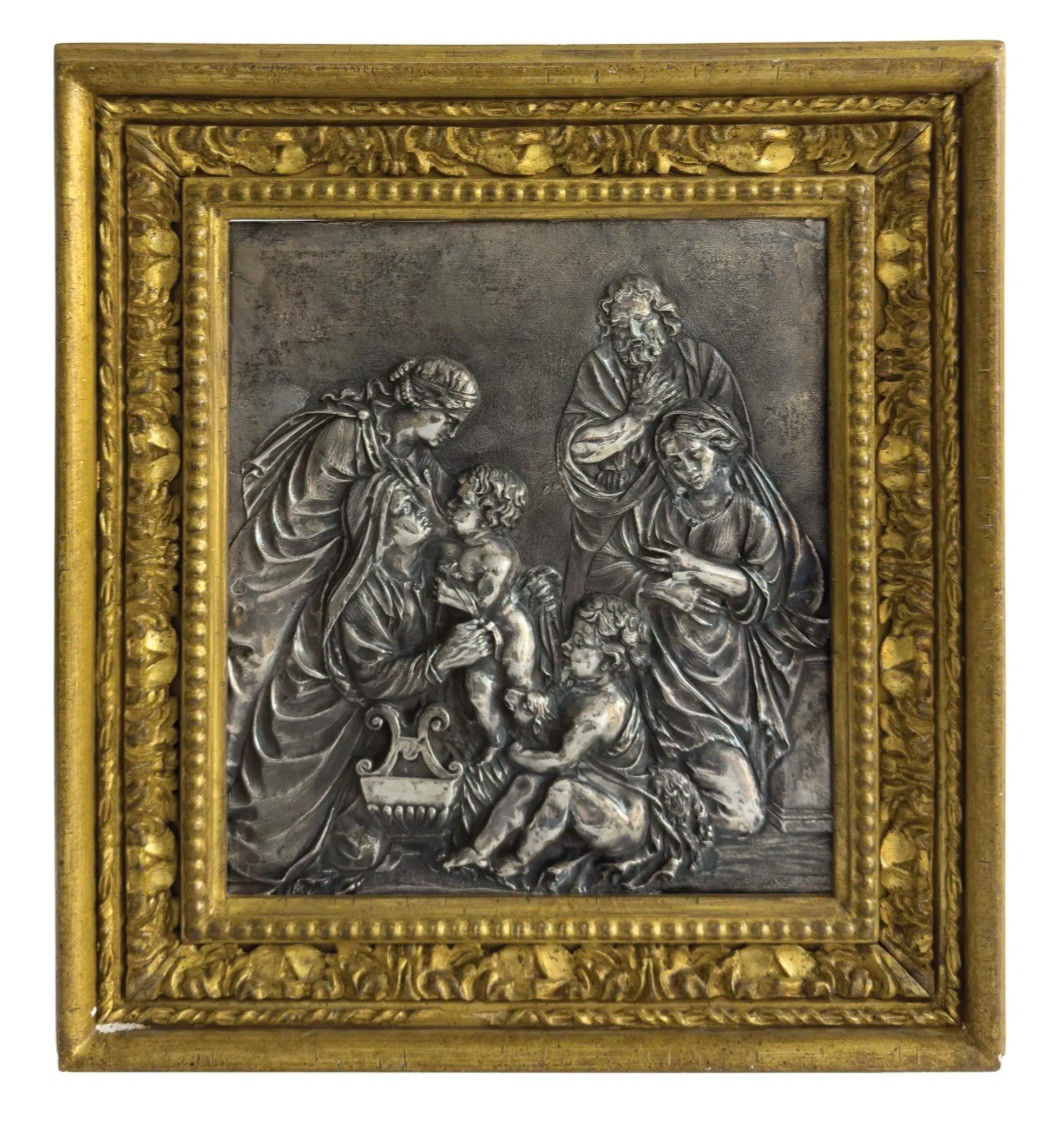 Placca in argento con Sacra Famiglia e Santi, Roma, fine XVIII secolo Altezza x larghezza x lun-photo-7